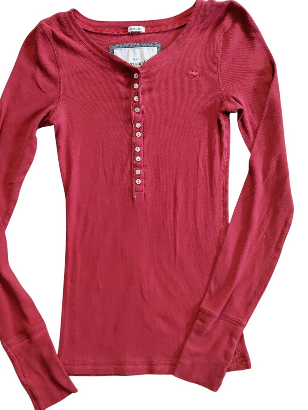 Y2K Abercrombie & Fitch Ribbed Henley Stretch Bella Swan Top